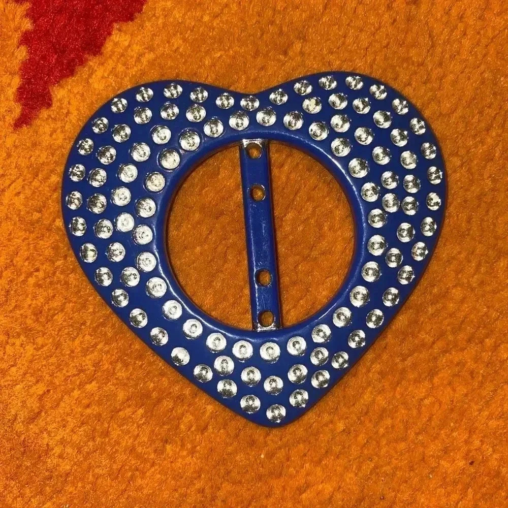 Blue and Sparkly Heart Belt Buckle or Scarf Slide​​​
